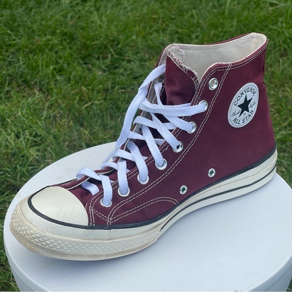 Converse Chuck 70 High Shoes Mens 10 Recycled Canvas Deep Bordeaux Red 171567C - Picture 9 of 15
